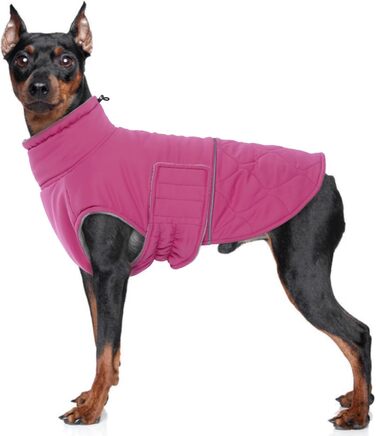 Зимова куртка для собак - теплий вітронепроникний жакет з флісовою підкладкою. Відображаючий Extreme-погодовий жакет для цуценят (Рожевий, Коричневий, M)