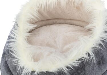 Кругле собаче ліжко TRIXIE Minou, діаметр 60 см, білий/сірий - м'яке ліжко для собак з Softplüsch, кошик для собак маленьких та середніх порід, неслизьке, 36299