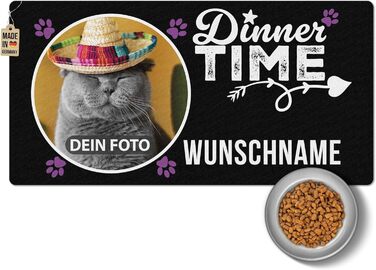 Персоналізована килимок для годування домашніх тварин з ім'ям та фото - Royal - 80 x 40 см, миючий, протиковзкий