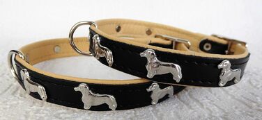 Ліденячий нашийник для собак DACKEL, шкіряний, обхват шиї 28-32/30-36/36-41 см, Чорний - Бежевий, НОВИЙ
