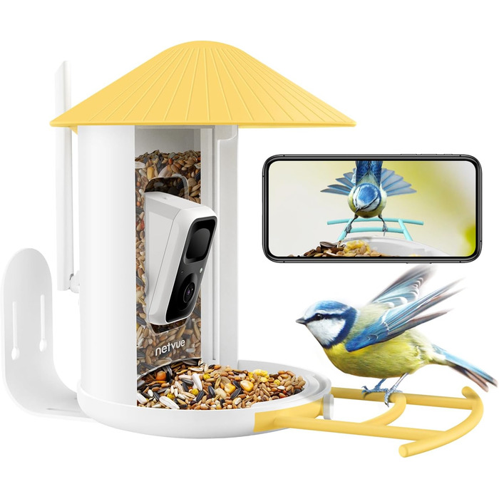 Розумна годівниця для птахів NETVUE Birdfy з WiFi камерою, відеозаписом, кольоровим нічним баченням, автоматична станція для підгодівлі диких птахів