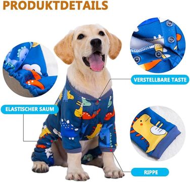 Піжама для собак з флісовою підкладкою, мила піжама з сердечком для собак, комбінезон-піжама для цуценят, теплий м'який одяг для домашніх тварин на відпочинок для маленьких, середніх та великих котів та собак (Блакитний, XXXXXL)