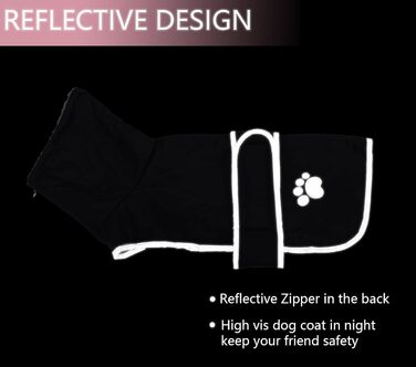 Зимовий теплий одяг для такси - теплий зимовий одяг для собак, водонепроникний, вітронепроникний, з отвором для повідка, чорний, розмір M (довжина спини 42-45 см)