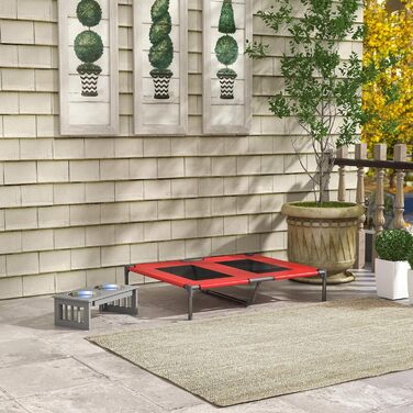 Крісло-ліжко для собак PawHut, вуличне, чорно-червоне, 92 x 76 x 18 см