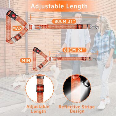 Автомобільний нашийник-пояс для собак Seyezo, 3 шт., регульований, світловідбиваючий, для кріплення до автокрісла, рожевий та помаранчевий