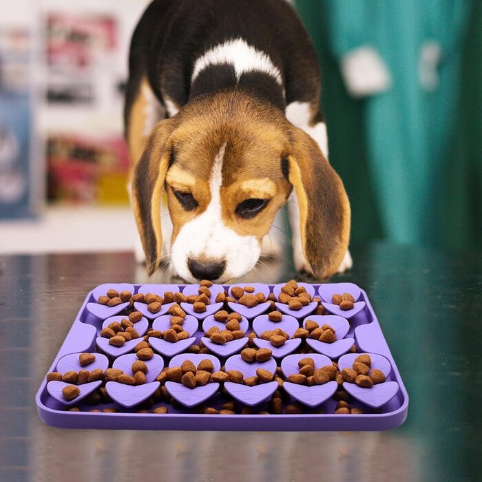 Силіконова килимок-нюхалка для цуценят та котів, повільне годування, годівниця-іграшка для сухого та вологого корму, тренування тварин, стимулює природний пошук їжі, знімає стрес та надмірне слиновиділення (фіолетовий)