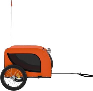 Фарм-причіп для собак Tidyard - 45 кг, з відбивачами та прапором, Oxford-тканина та метал (Помаранчевий/Чорний)