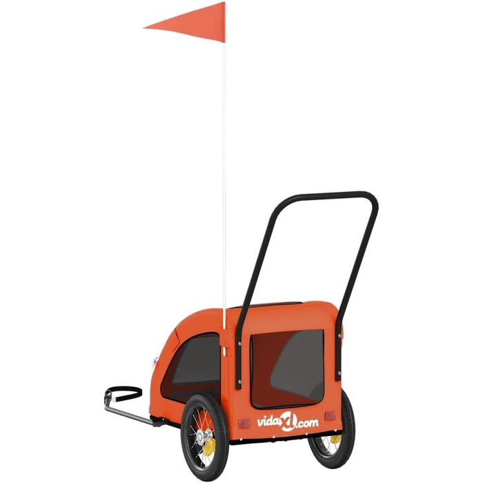 Причіп для тварин на велосипед, Оксфорд та залізо, для дому, оранжевий (125 x 52 x 53 см)