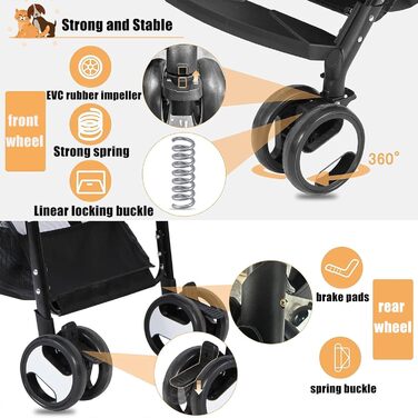 Візок для собак та котів, сірий, до 20 кг, з поворотним колесом та гальмом