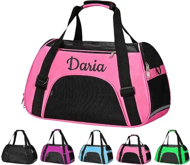 Персоналізована переноска для кота/собаки з вишивкою імені. Складана переноска для собак та котів. Сумка-переноска для маленьких собак та котів (рожевий)