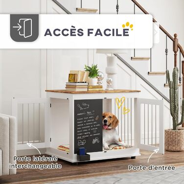 Клітка для собак PawHut, біла, з 3 дверцятами, для собак середніх порід до 20 кг, 80x60x70 см