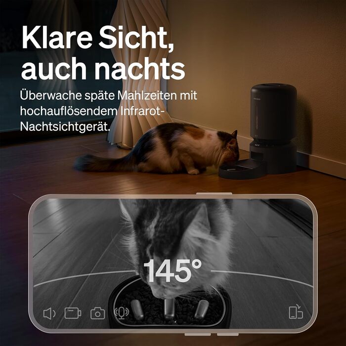 Автоматичний годувальник для котів та собак PETLIBRO з камерою 1080P, Wi-Fi 5G, нічним баченням та чашею Slow-Food, 5 л, Чорний