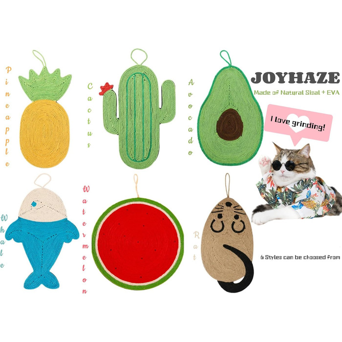 Килимок для котів Joyhaze з сизалю, для шліфування кігтів, на стіну або підлогу, захист від подряпин