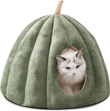 Котяча хатинка-будка ALLSOPETS, м'яке ліжко-іглу для котів, собак та дрібних тварин, знімна та пральна подушка, зелена, розмір L