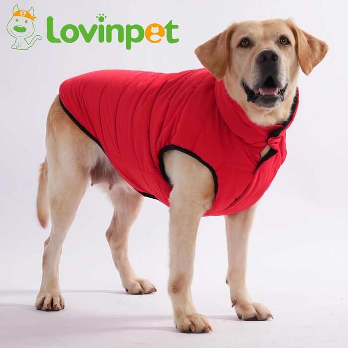 Зимова куртка LovinPet для собак, двостороння, розміри M, L, XL, куртка з ґудзиками, вітронепроникна, снігонепроникна та водонепроникна, темно-зелена та сіра для холодної погоди