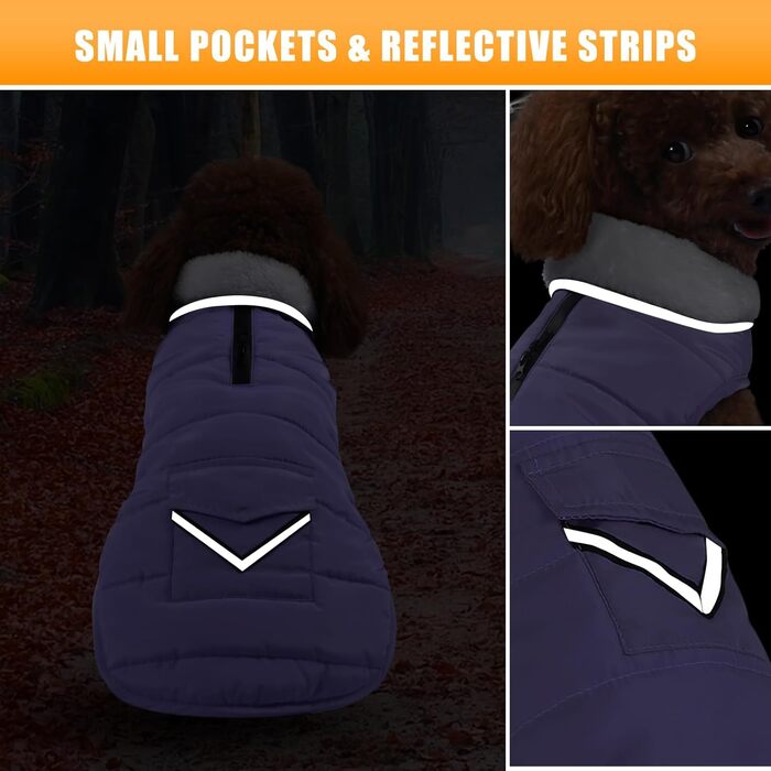 iBuddy Зимовий теплий водонепроникний теплий жилет для собак, жилет для собак, для великих собак, дівчаток, хлопчиків (фіолетовий, середній)