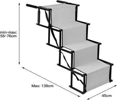 Рампа для собак Homewell - складана, до 70 кг, регульована, сіра