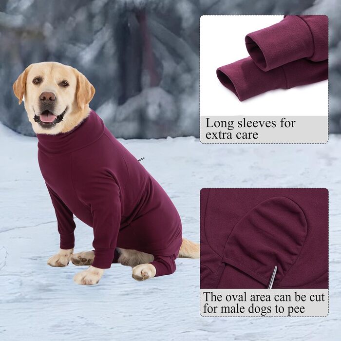 Теплий зимовий пуловер для собак з флісу, червоний, 3XL. Пуловер для собак середніх та великих порід. Зігріваючий зимовий одяг для собак з коміром-стійкою.