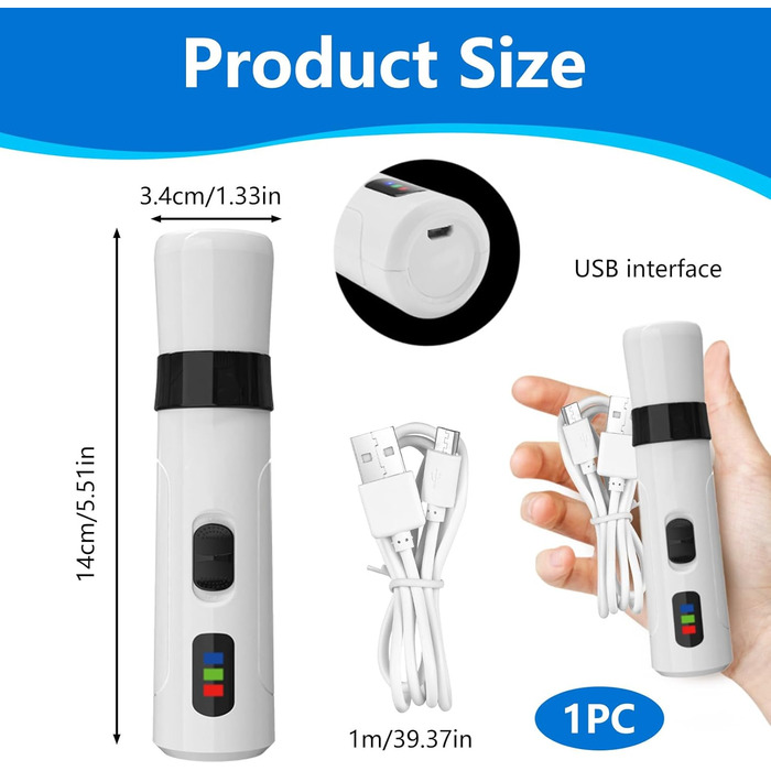 Електричний шліфувальник для собак та котів Leiser Groom Pro Kit, 2 швидкості, USB-зарядка