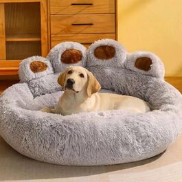 М'яке ліжко-подушка для собак та котів, 70 см, сіро-срібний колір. Заспокійлива подушка для тварин з антиковзким покриттям.