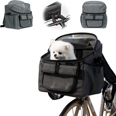 Фаркоп для велосипеда, корзина для собак, корзина на кермо для маленьких собак та котів, складана, водовідштовхувальна, з сіткою та ременем безпеки