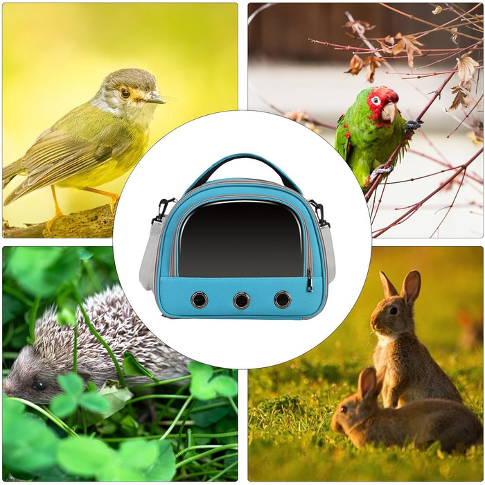 Переносна клітка для птахів Vogeltransport - легкий рюкзак для папуг, хамстерів, малих птахів. Атмосвітний, складаний дизайн, блакитний колір