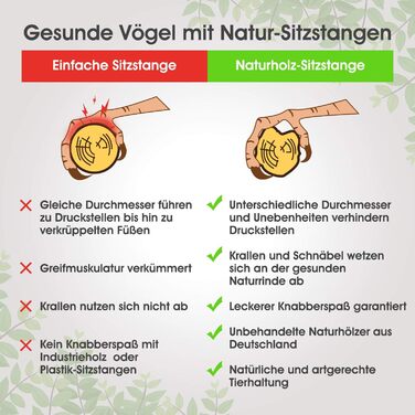 VogelKing комплект із 9 сідал для птахів із натурального дерева, різні розміри (3×14 см, 3×20 см, 3×26 см), для хвилястих папуг, амадин, корел, папуг та інших, набір сідал для клітки