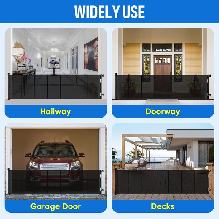 Захист для дверей MYPIN: розтяжне захисне ворота для собак, дітей, 0-140 см, чорний