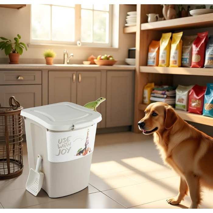 Контейнер для корму Rotho Archie 38л з кришкою, пластик PP, BPA-free, багатоколірний, бежевий