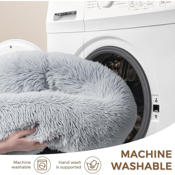 Кругле ліжко для собак SunStyle Home, середнього розміру, машинного прання, у формі пончика, антистрес, з антиковзним дном, 30 x 30 x 8 см, сірий колір