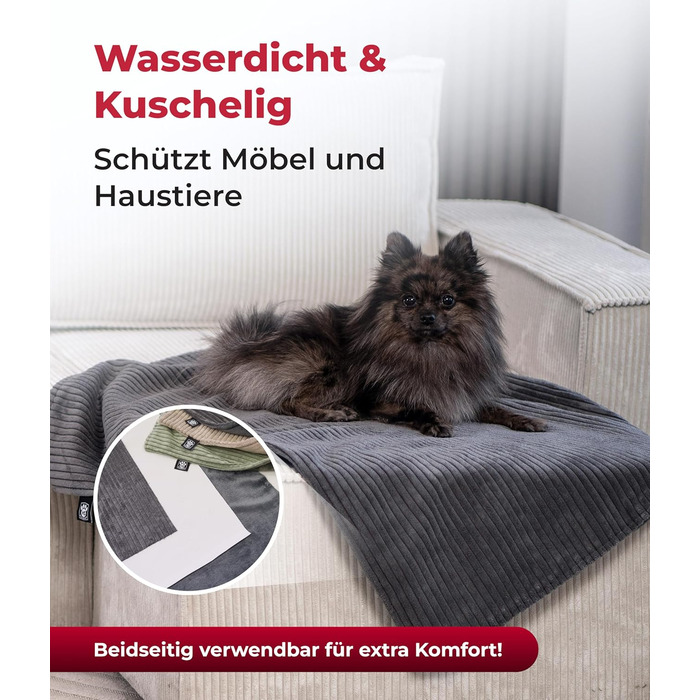 Водонепроникний плед для собак та котів на диван – захист від плям – дихаючий та пральний – Made in Germany (Антрацит, 65x95см)