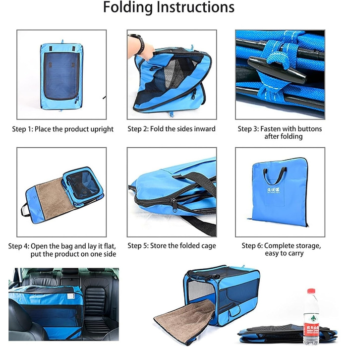 Складана переноска для собак та котів, 600D водонепроникна тканина, переноска для тварин для подорожей та дому, авто-переноска для котів та собак (Зелений, XL-80*56*56)