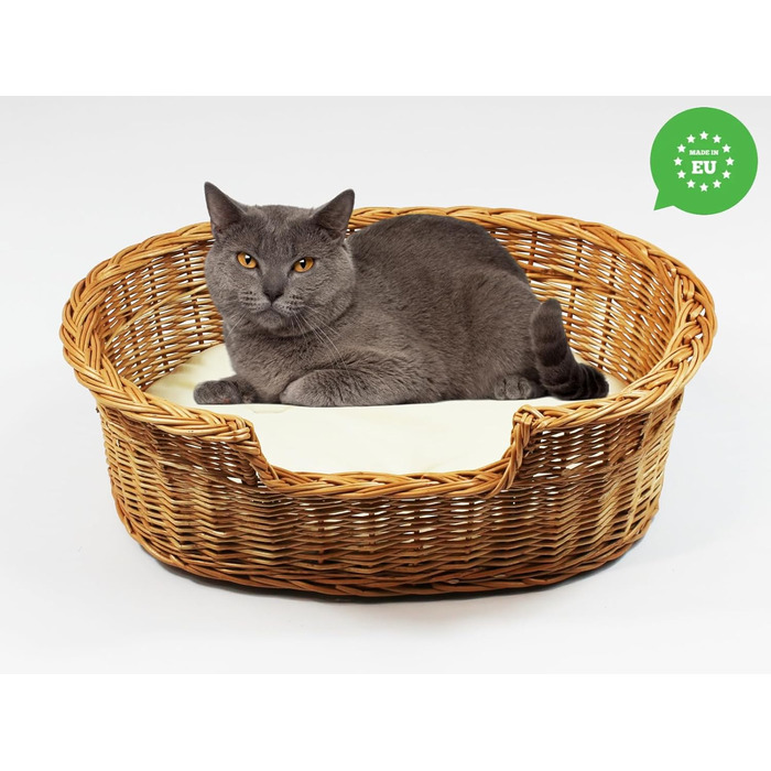 Кілимок для собак та котів з плетіння лози, 43x28x10/14 см, з подушкою Ecri