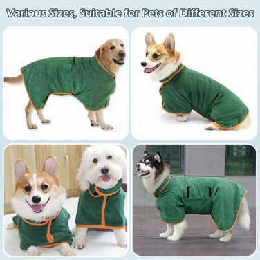 Швидковисихаючий халат для собак з мікрофібри, для малих, середніх та великих тварин, регульований, для собак та котів вагою 13,6–23,6 кг (M)