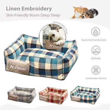 Ортопедичне ліжко для собак PETCUTE, велике, середнє, блакитне, знімний чохол, антиковзаюче дно, м'яке диван-ліжко для собак