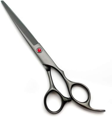 Професійний набір для грумінгу 7 дюймів: ножиці прямі та вигнуті, ножиці для фінальної обробки, гребінець та аксесуари, нержавіюча сталь, ергономічний дизайн, для догляду за тваринами вдома та в салоні, чорний