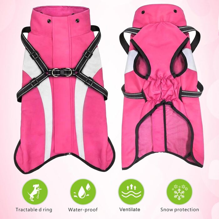 Водонепроникний дощовик для собак Oslueidy: дощовик з капюшоном для малих, середніх та великих собак, цуценят S-XXL (Рожевий, M)
