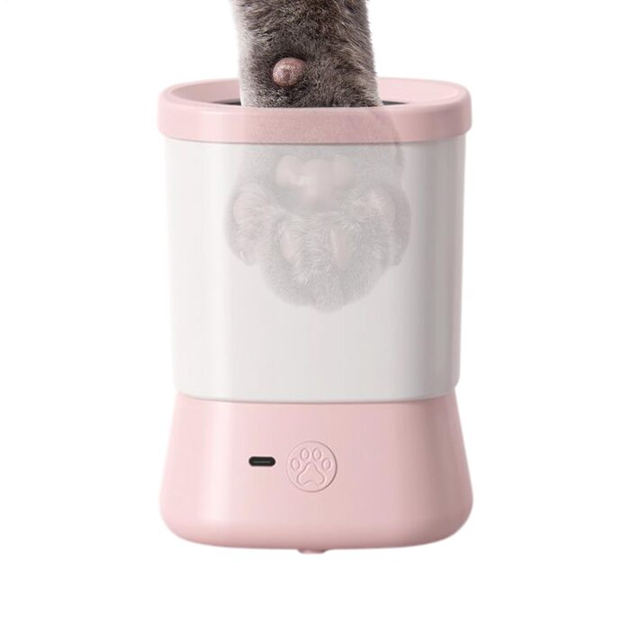 Портативний мийник лап для собак USB, 360° обертання, рожевий. Мийка лап для собак, щітка для чищення лап, догляд за домашніми тваринами