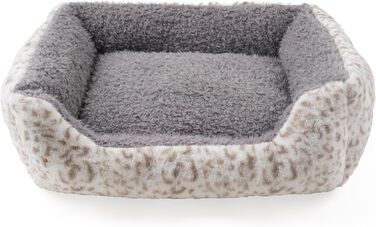 М'яке ліжко для собак Roypet з матрацом, антистресове, для цуценят, собак та котів, прямокутне, сіре, розмір S, з принтом леопарда, миється
