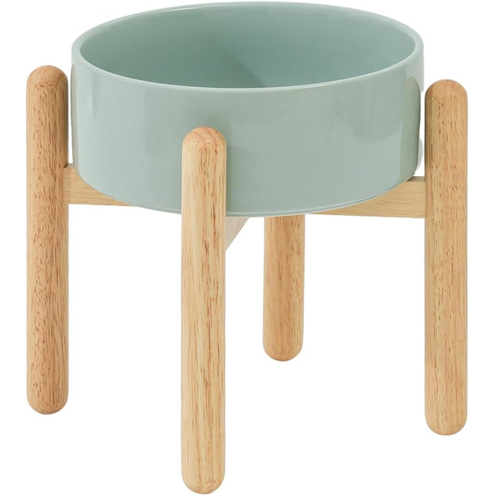 Керамічна годівниця для собак Havniva 21 см зі стійкою, великі породи, миска для їжі та води (1 шт., світло-зелена)