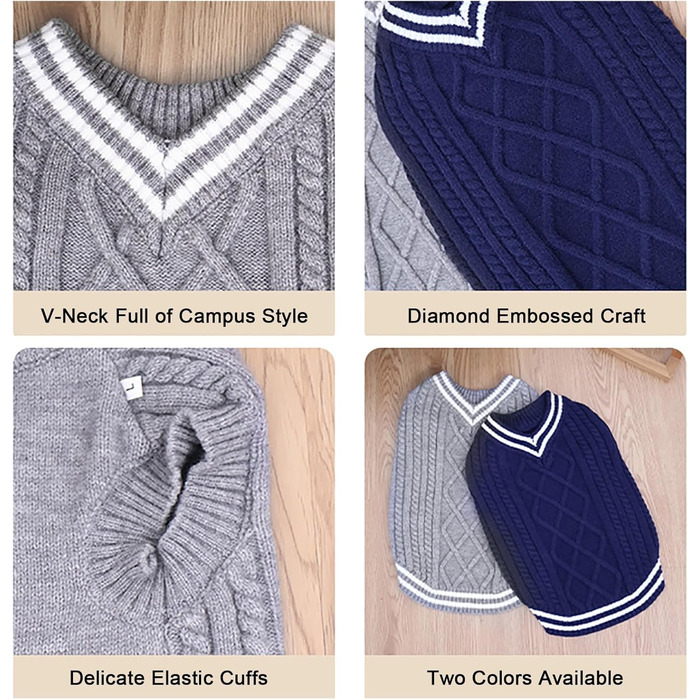 Теплий пуловер для собак, пуловер для цуценят, пуловер для чихуахуа, бульдога, коргі, французького бульдога (Сірий, XXX-Large)