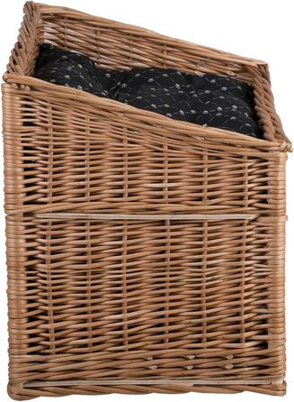 Кішка Будиночок з ротангу прямокутний, двоярусний, з подушкою та вікном (натуральний, чорний)