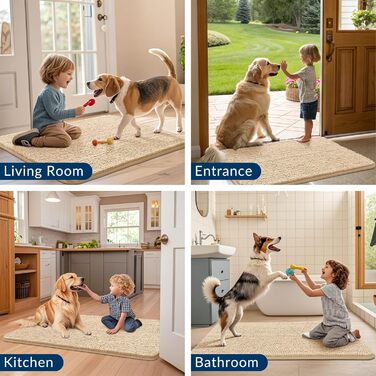 Килимок для собак Smiry, ультрам'який, неслизький, миючий, швидковисихаючий, з дрібного ворсу, для великих, середніх та маленьких собак (47x17x1 см, Бежевий)