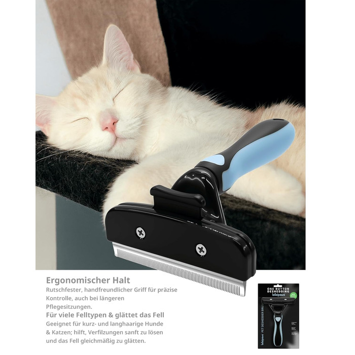 Щітка для собак та котів - для видалення підшерстя та линяння, самоочисна, ергономічна, проти ковзання