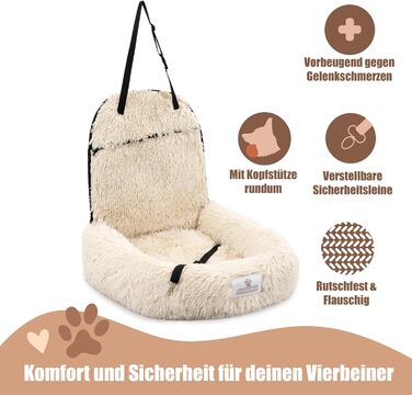 Ортопедичний автокрісло для собак Pfoten&Nasen® 2 в 1 (50x79x33 см, бежевий) для великих, середніх та маленьких собак