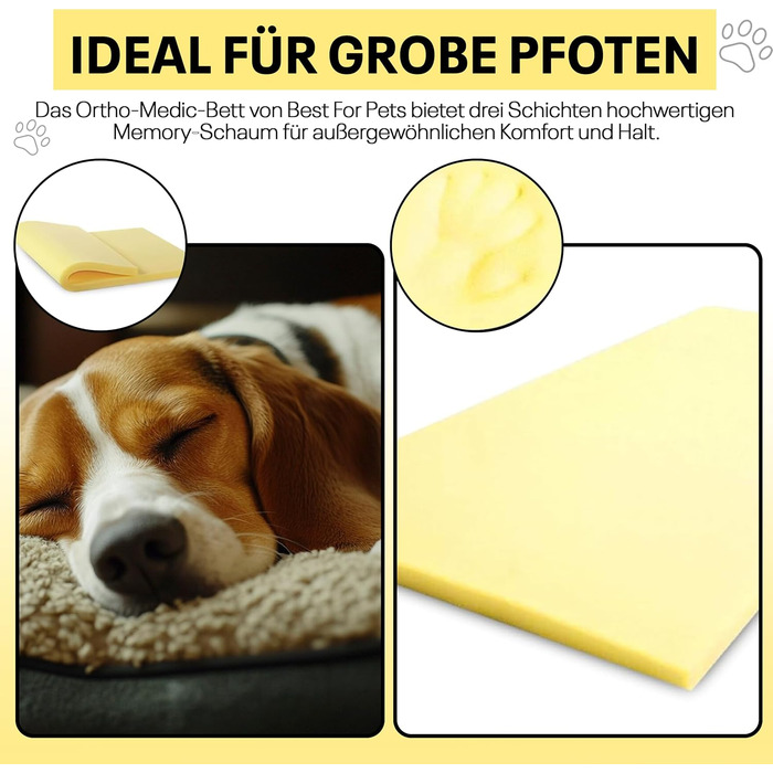 Ортопедичне ліжко для собак Best For Pets: миється, з віскоеластичної піни, з пам'яті ефекту, складне, 85x65x4 см