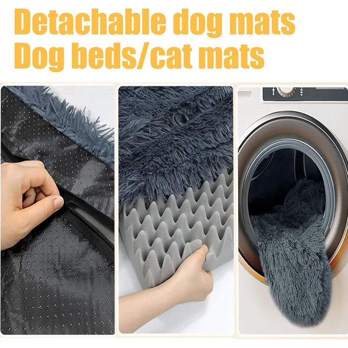 М'яке ліжко для собак середніх порід та котів, 75 x 50 x 8 см, темно-сірий колір