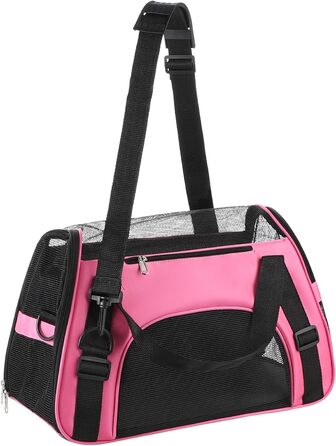 Транспортна сумка для собак та котів: рожева, складна, з регульованим плечовим ременем, 42 x 20 x 25.5 см