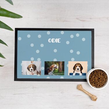 Підставка під миску для собак та котів з іменем та фото | Wanapix | 60 x 40 см | Нековзна, для прання