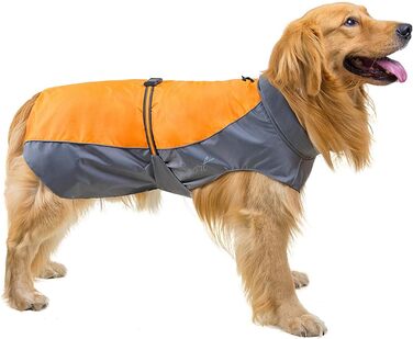 Водонепроникна куртка для собак Selmai, велика, з відбиваючими елементами, вітрозахисна, тепла жилетка, одяг для собак середніх та французьких бульдогів, для прогулянок, спорту та активного відпочинку в холодну погоду, оранжевого кольору, розмір 5XL